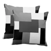 Set of 2 Grey Geometric Throw Pillow 18" x 18" (Pack of 2) Geometric Grey