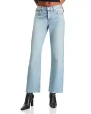 Re/Done Easy Rhinestone Straight Crop Jeans in Diamond Tide