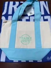 New 2025 Trader Joe's Mini Pastel Canvas Tote Bag blue green white