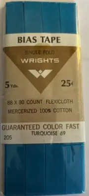 Wrights Bias Tape SingleFold PC205 NEW 5 Yards Cotton