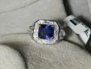 JTV Bella Luce sterling silver Blue baguette cluster Ring