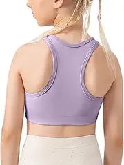 [Happy Cherry] Girls Racerback Sport Bra Quick Dry Seamless Stretch Yoga Workout Tank Top with Removable Pads