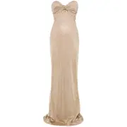 [Giuseppe Di Morabito] Giuseppe Di Morabito Metallic Threading Maxi Dress 40 IT GOLD