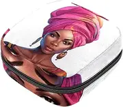 Period Bag,Sanitary Napkin Storage Bag,African American Women Ethnic Girl,Tampon Holder for Purse