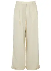 Free People Lyla Wide-leg Linen Trousers - Tan - 12 12