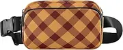 [Amooorous] Orange Brown Square Fashion Fanny Waist Pack for Women Men Mini Sling Bag Travel Essential with Adjustable Strap for Travel Vacation Running, Orange Brown Square, 1 size