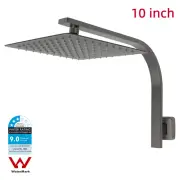 Gun Metal Square 10'' 250mm Rain Shower Head Set Gooseneck Arm Wall Mounted DIY