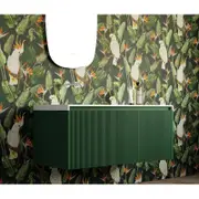 TOOLKISS Wall Hung Bathroom Vanity 1200mm – Vanity in Rainforest - Fluted Design with Thin Solid Surface Basin, Water-Resistant MDF, Soft-Close Drawers & Matte Pop-Up Waste