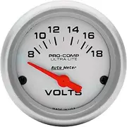 Autometer Ultra-Lite Electrical Voltmeter Gauge, 2 1/16 Inch, Grey, 4391