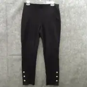 Chico's Women's Floods Pants OO US 2 Black Rayon Pocket Slim Legs Pull On New
