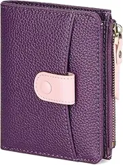 [SENDEFN] Small Purses for Women, RFID Blocking Women Wallets, Ladies Purse Leather with Multiple Card Slots and Zipper Compartment, Purple, S, Minimalist