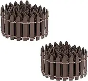 2 Pack Miniature Wooden Fence 90 * 5CM Small Wood Picket Fence Fairy Garden Christmas Decorative Fence for Micro Landscape Doll House Christmas Tree Flower Pot Ornament - Brown