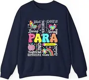 [Generic] para Paraprofessional Paraeducator First Day Back to School Sweatshirt for Adults Crew Neck Long Sleeve Pullover