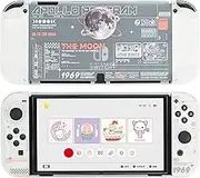 GeekShare Clear Protective Case Slim Cover Case Compatible with Switch OLED and Game Console - Shock-Absorption and Anti-Scratch - The Moon (Transparent)