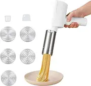 Portable Electric Pasta Machine, 40 W Hand Pasta Machine, Electric with 5 Pasta Shapes, Stainless Steel Pasta Press for Picnic or Home