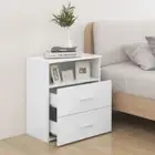 2 Pcs Nightstand Table Set White Chipboard Stylish Bedside Cabinet With Drawers