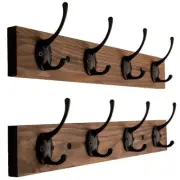 Coat Hooks Wall Mounted, Wooden Hat Rack with 4 Hooks for Entryway, Bathroom,...