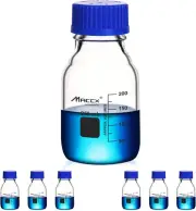 8.5Oz (250Ml) Glass round Media Storage Bottles, Heavy-Duty Borosilicate Glass B
