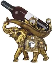 Lucky Wealth Thai Elephant Wine Rack Bottle Holder, Wine Rest Figurine Statue, F