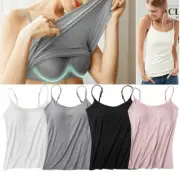 Women's Camisole with Built in Shelf Bra Adjustable Strap Vest Padded Tank Tops