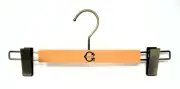 Wonder Pant Skirt Wood Hangers with Adjustable Antique Brass Metal Clips 10pk