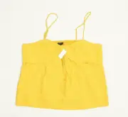 NEW Banana Republic Women Blouse Top Sleeveless Solid Rayon Yellow Size 2XL