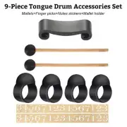 9PCS Steel Tongue Drum Accessories Set with Mallets Stickers Finger Sleeves G9I8