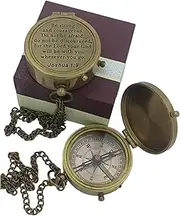Brass Compass with Box Prayer Compass Religious Gift for Men & Women Communion Compass for Boys Graduation Gift, Best Compass for Hiking & Traveling