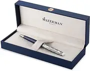 [WATERMAN] Hémisphère Ballpoint Pen | Metal and Blue Lacquer | Chiselled Cap | Blue Ink | Gift Box