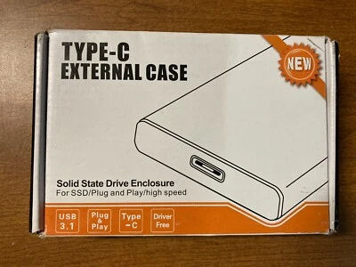 Type-C External Case SSD Enclosure Plug & Play USB 3.1 Driver Free