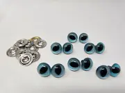 6 pair VTG Zims Blue Gold-Dust Cat Eyes 16mm Plastic Safety Amigurumi Craft Doll