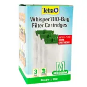 x3 Tetra Whisper FILTER CARTRIDGES "M" MEDIUM ULTRA ACTIVATED CARBON 2-10 Gallon