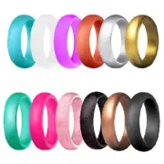 Silicone Rubber Wedding Round Band Ring Flexible Comfortable Work Sport Gym 6MM