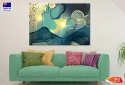 Blue & Gold Abstract Fluid Design Wall Canvas Home Decor Australian Made Quality