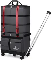 [SOBIY] Expandable Foldable Luggage Bag with Telescoping Handle Collapsible Suitcase with Removable Universal Wheels Rolling Travel Bag for Men Women, DARK GRAY, Large, Foldable Suitcase