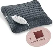 Beurer HK 48 Cosy Sofa Heating Pad with Quick Heating, 3 Illuminated Temperature Levels and Automatic Shut-Off, Extra Soft Reversible Cushion, with Additional Felt Cover, Red