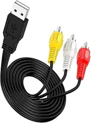 tunghey USB to 3RCA Cable, USB Male to 3 RCA Male Jack Splitter Audio Video AV Composite Adapter Cable for TV/PC/AV/DVR (1.5m)