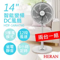 在飛比找PChome24h購物優惠-兩台一組【禾聯HERAN】14吋智能變頻DC風扇 HDF-1