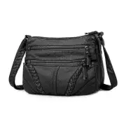 Ladies Cross Body Messenger Bag Women Shoulder Over Bags Handbags Soft Phone Bag - Black