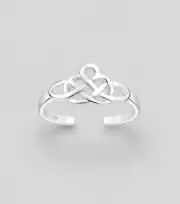 TJS 925 Sterling Silver Toe Ring Celtic Knot Crown Adjustable Body Jewellery
