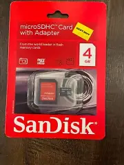 SanDisk 4 GB microSDHC Memory Card with Micro SD Adapter Brand New