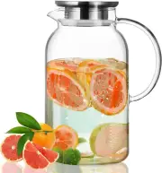PARACITY Glass Pitcher with Lid, Hot& Cold Water pitcher, Transparent
