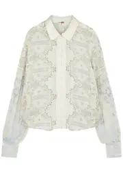 Free People Virgo Baby Printed Shirt - Cream - L (UK16-UK18 / L) L (UK16-UK18 / L)