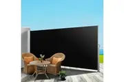 Instahut Side Awning Sun Shade Outdoor Retractable Privacy Screen 2X3M Black X2