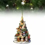 Christmas Tree Shape Bookshelf Pendant,Hanging Sleigh Pendants,Christmas Books Acrylic Ornaments Gifts (B)