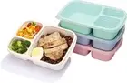 4 Pack Bento Lunch Box 3 Compartment Lunch Containers for Kids,BPA Free Plastic