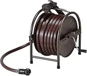 Green Life HR-S15D(BR)-AZ Steel Hose Reel, Hose Set, 49.2 ft (15 m), Hose Inner Diameter 0.6 inches (15 mm), Brown, Stylish