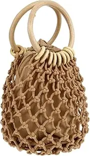 [Ipetboom] Woven Straw Beach Bag Small Pouch for Women Fashion Clutch Drawstring Tote Perfect for Outdoors