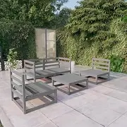 5 Piece Garden Lounge Set Grey Solid Pinewood, Conversation Sets