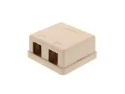 2-Port Dual Keystone Jack Surface Mount Housing Box - RJ45 RJ12 RJ11 - Ivory